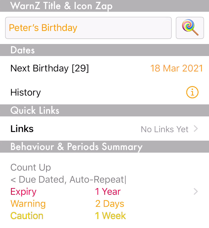 Peter's Birthday Details Page re-opened