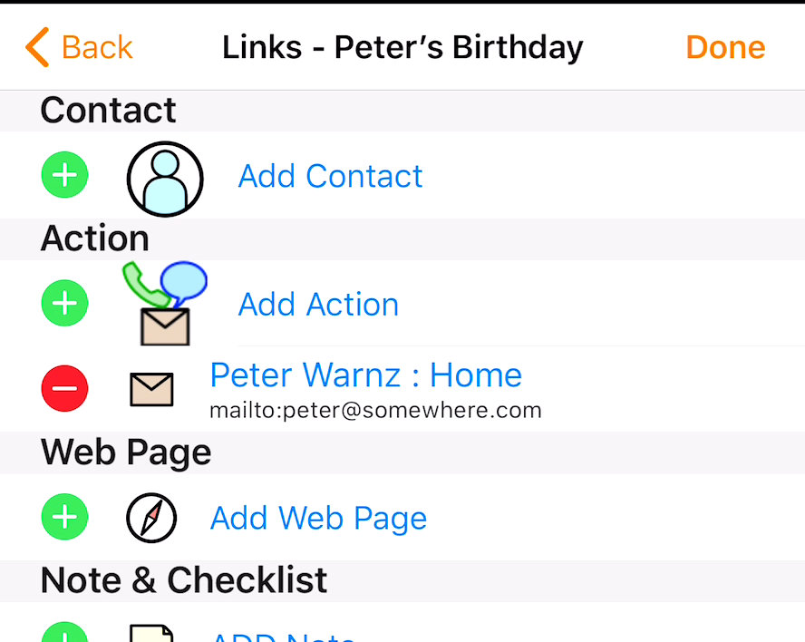 Email added to Action Links