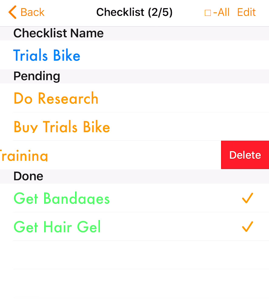 Delete checklist item on update page